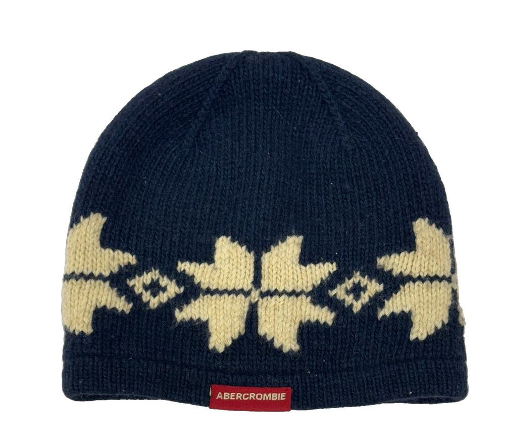 Abercrombie & Fitch Wool Blend Winter Beanie Hat Nordic Snowflake Gorpcore Lined